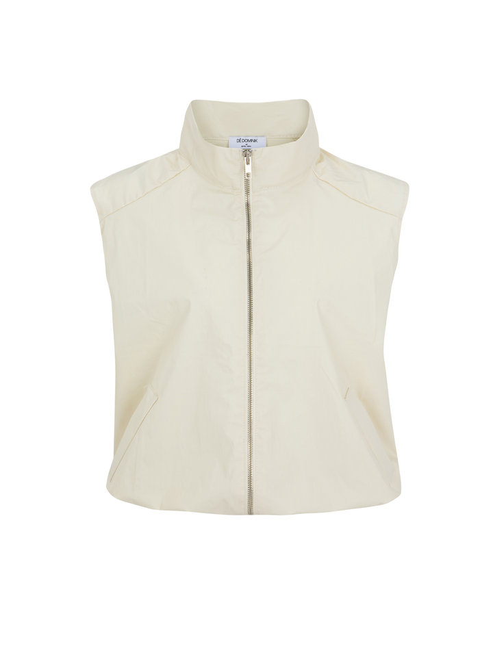 Nylon Zip Vest-Cream