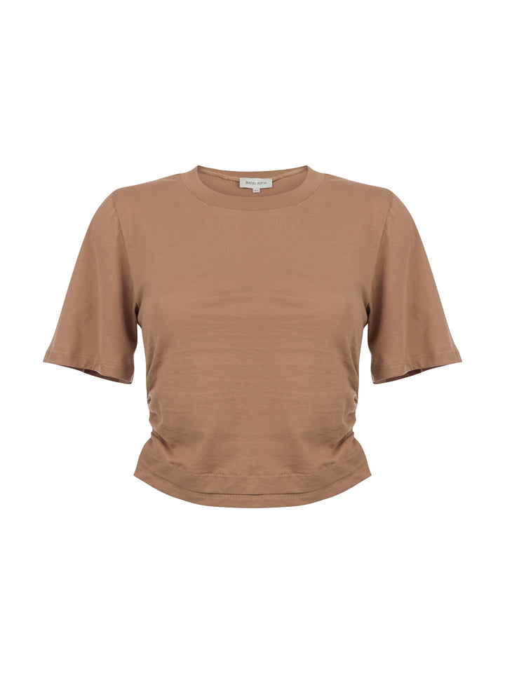 Waist Ruched T-Shirt-Brown