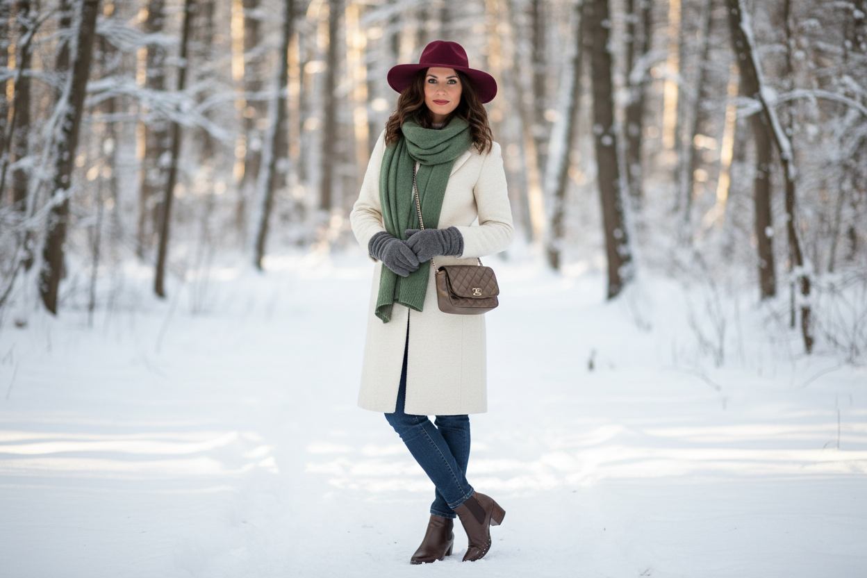 woman on the winter wearing nice clothes